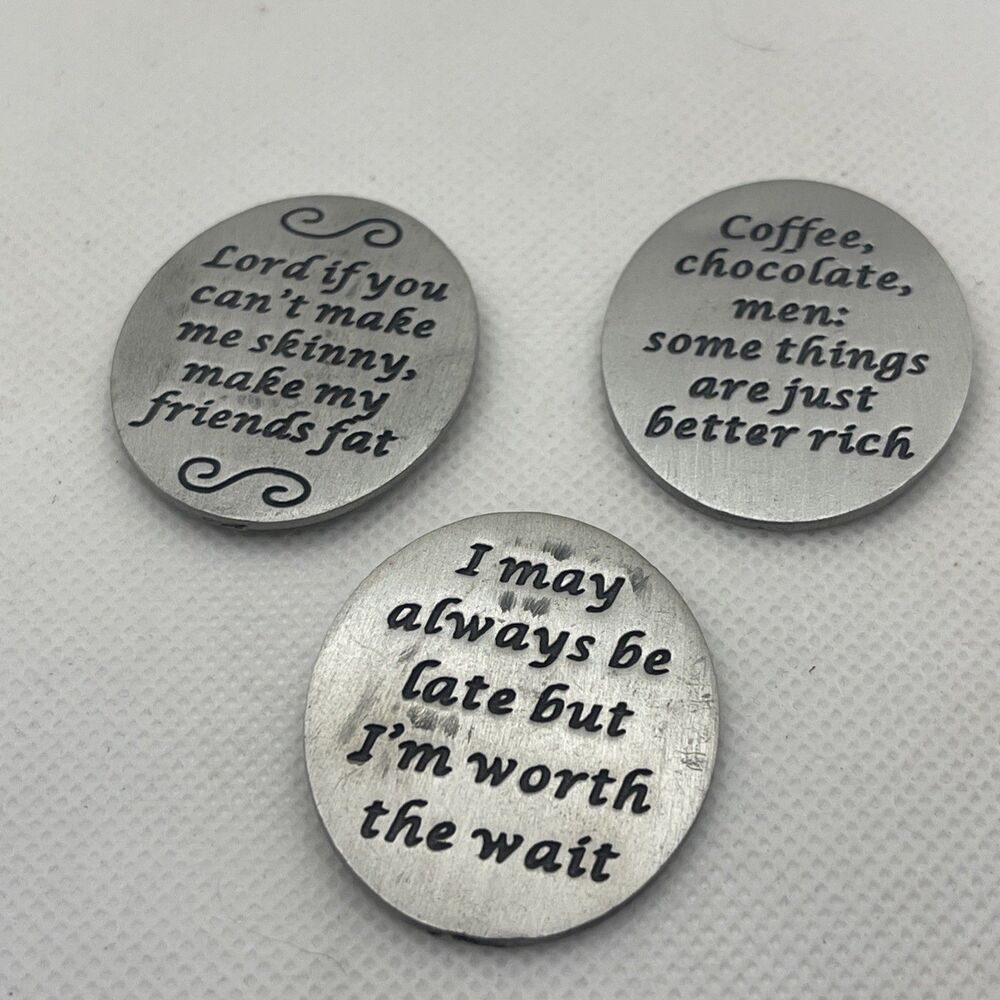 Lot of 3 Funny Metal Fridge Refrigerator Magnets